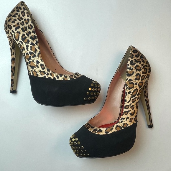 Frederick’s Cheetah Print Platform Stripper Heels Size 7.5 - Picture 2 of 12